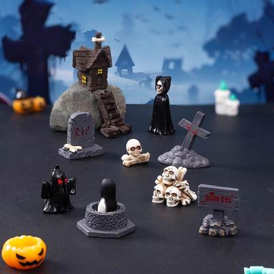 Bone Skull Cartoon Scary Ghost Statue Coffin House Chair Desktop Knick-knack  Festival Supplies