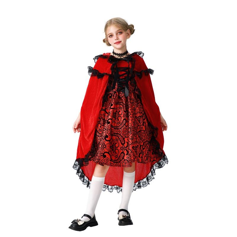 Halloween Children's Costume Christmas Costume Little Red Riding Hood Shawl Cape Pastoral Girl Cinderella Costume