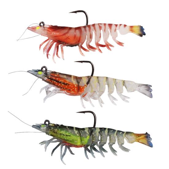 1/3/6Pcs Fishing Lures Shrimps Baits with Hook Realistic Looking Vibrant Color Freshwater Saltwater Shrimp Swimbaits Soft Lures