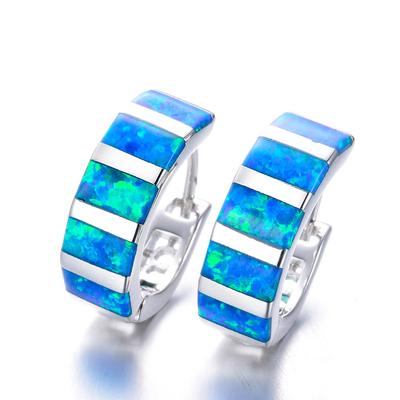 European and American New Product Five Rectangular Blue and White Powder Three Color Imported Ear Buckle Fashionable and Personalized Earrings