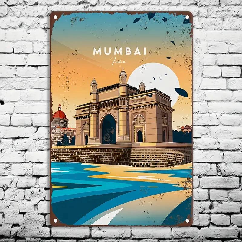 Retro Metal Sign Travel Round The World,ROME,FRANCE,MUMBAI Vintage Art Poster,Home,Bar,Room,pub,Hotel,Cafe,Club Wall Decor Gift