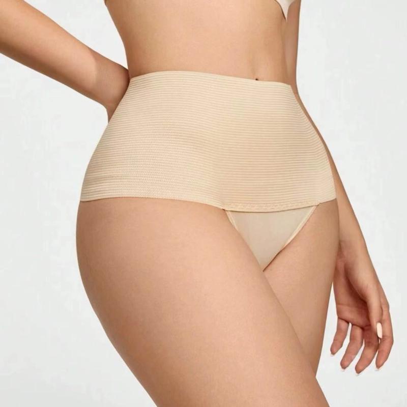 

PLUS Женские утягивающие стринги с высокой талией для плоского живота M-3XL Корректирующее белье XL бежевый