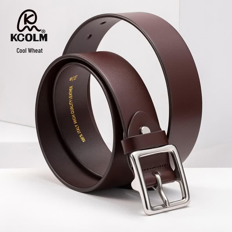 KCOLM Men s Cowhide Leather Pin Buckle Belt