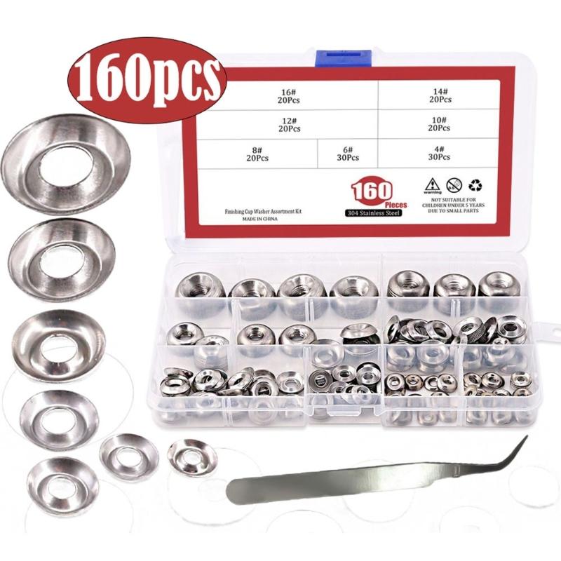 160/295Pcs Stainless Steel Conical Washer Replacement Countersunk Head Tapping Screw Washer Easy to Installation