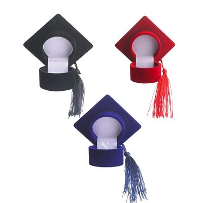 Practical Bachelor Cap Shape Rings Storage Organizers Rings Display Boxs Perfect for Graduates and Jewelry Lover Present