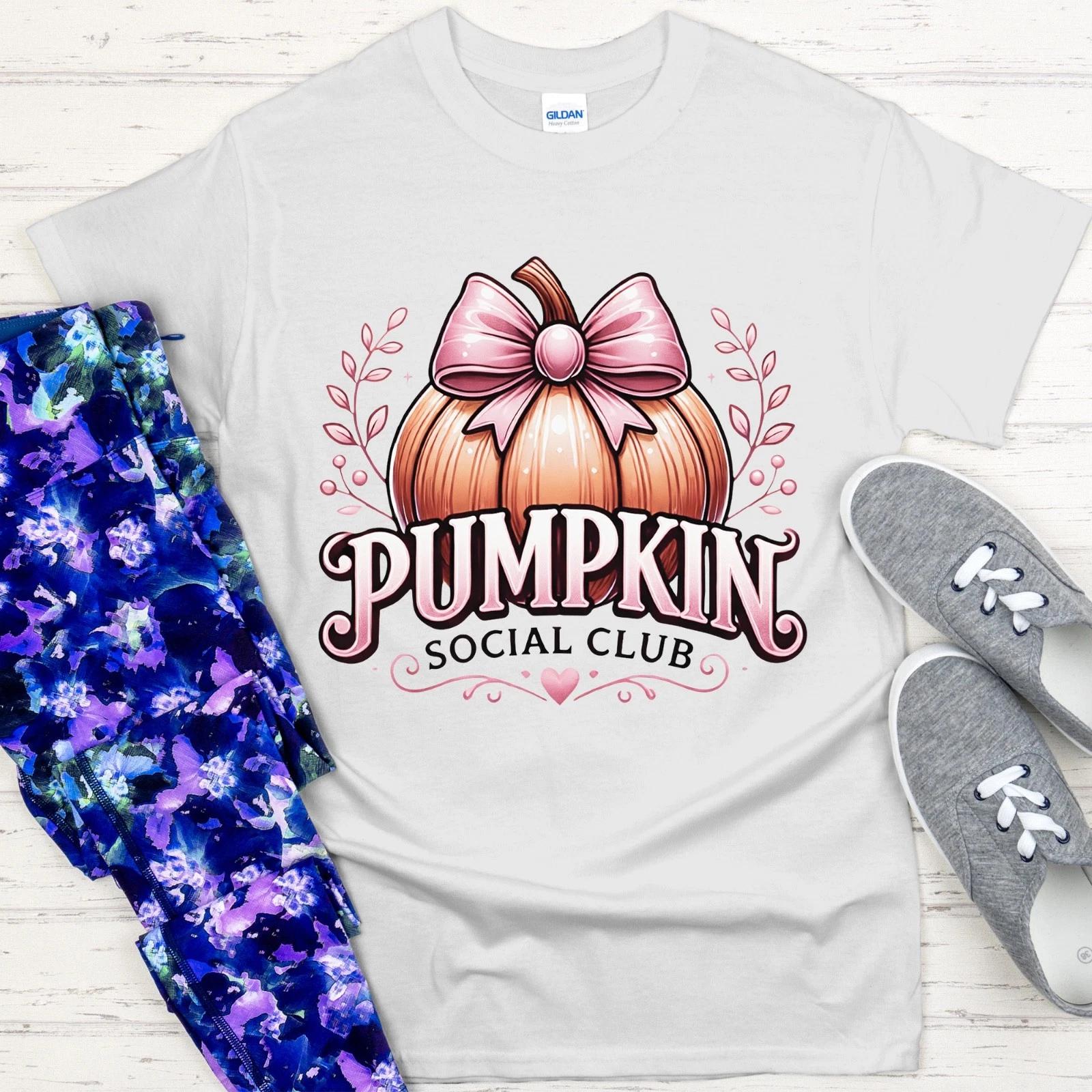 Vintage Pumpkin Social Club T-Shirt, Fall Vibes Shirt, Autumn Cozy Tee S