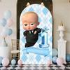 Fundo de Arco de Aniversário Feliz Boss Baby para Meninos Festa de Aniversário Chá de Bebê Recém-nascido Decoração Adereços de Fundo para Fotografia