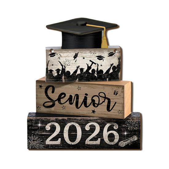 2026 Graduation Door Sign, Congrats Grad Decorative Porch Welcome Sign, Wooden Wall Hanging Plaque for Photo Booth Prop, Graduation Party Supplies