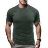 Men Solid Waffle Crew Neck Short Sleeve Loose Casual T Shirt