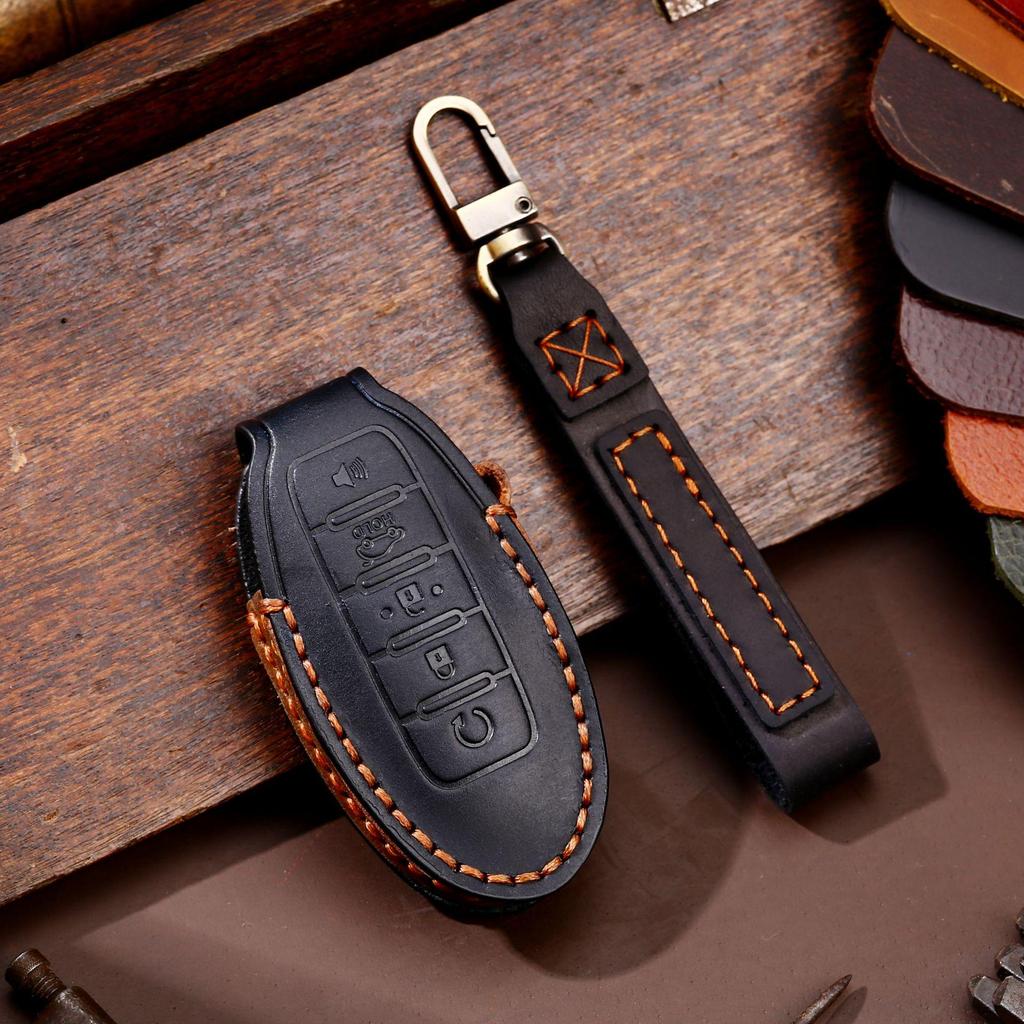 Premium Handmade Leather Car Key Cover for Nissan - All-Inclusive Protection