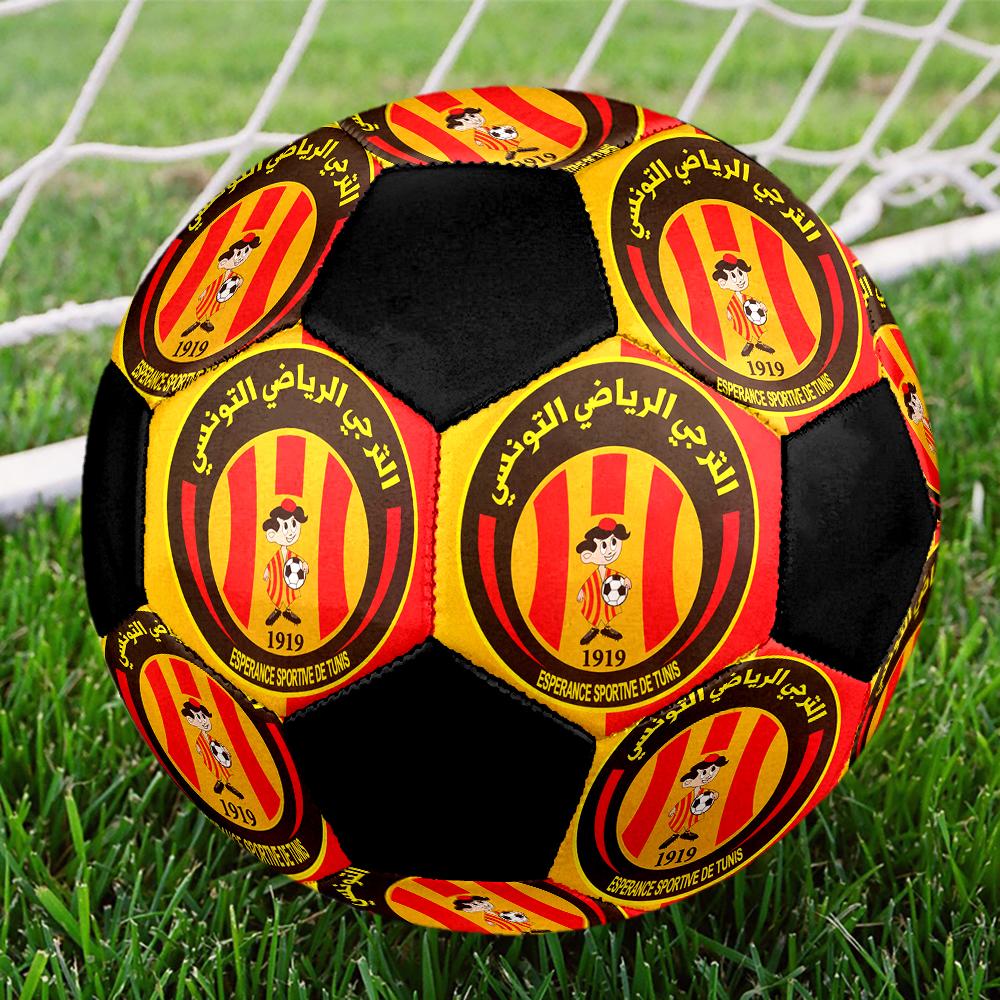 SIZE 5 Espérance de Tunis Soccer Ball Colorful All Ages Machine Stitched PVC Competition Ready Durable High-Bounce