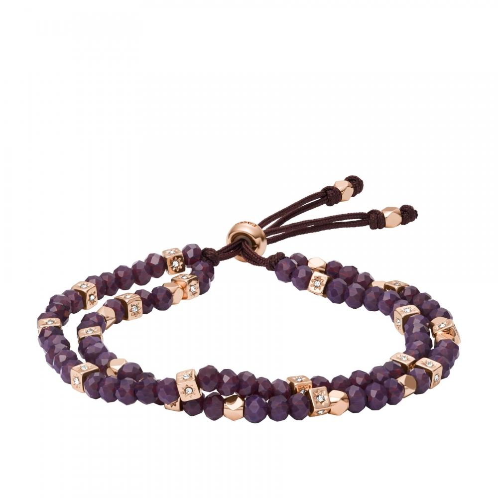 

Fossil Women s Arm Party Amethyst Purple Glass Beaded Bracelet