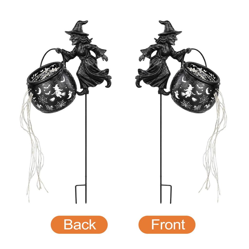 Lanterne de Jardin Chaudron de Sorcière avec Effet Luminescent pour Halloween et Décor Extérieur