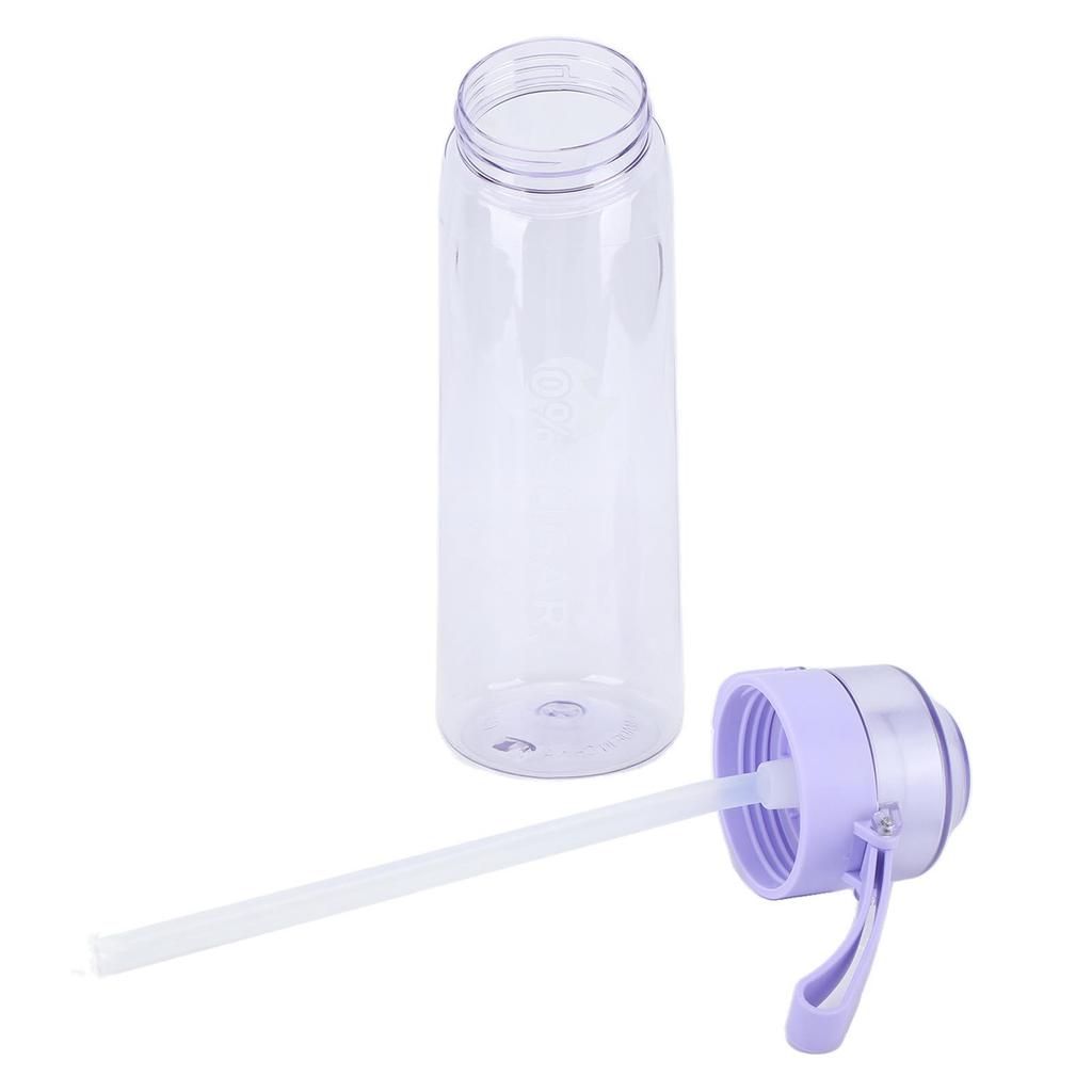 Fragrance Water Bottle 650ml Pop Up Cover Transparent Portable Outdoor Sports Scent Water Cup with Straw Purple