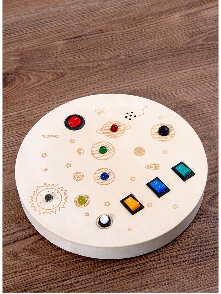 Interactive LED Wooden Busy Board: Children's Early Education Toy with Switches & Sockets