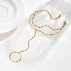 Women's Gold Stainless Steel Double Layer Lip & Finger Chain Ring Jewelry