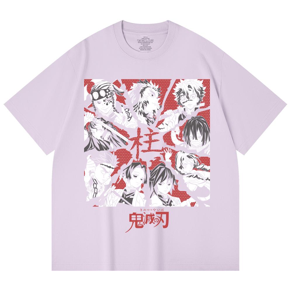 230 Gsm 100% Cotton Demon Slayer V81 Hashiras Print Unisex Heavy Cotton T Shirt