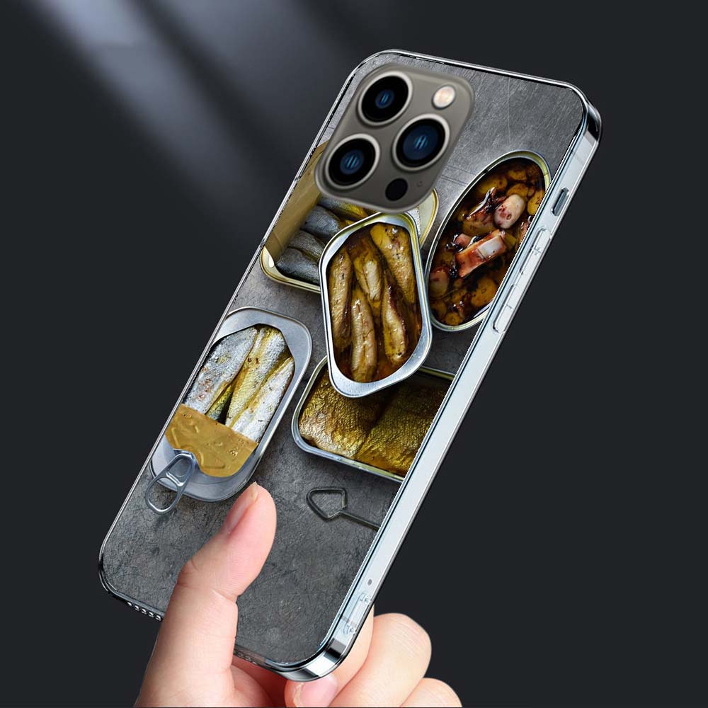 Sardinen Dosen Handyhülle Für Iphone 16E 15 Pro 14 Plus 17E 16 17 Pro Max Air 11 12 13 Mini Stoßfest Capa Niedliche Abdeckung TPU C