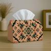 1pc Boho Tribal Mandala Tissue Box with Geometric Pattern Orange-Fabric Napkin Storage Organizer for Kitchen,Car,Elegant Decorative Box,Purpose for Li