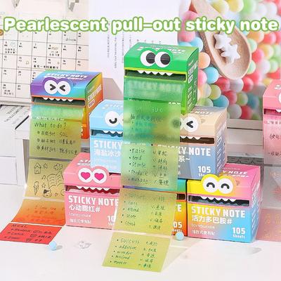 105Sheets Pull-Out Sticky Notes Portable Sticky Notes Transparent Colorful Sticky Notes Waterproof Self-Adhesive Sticky Notes