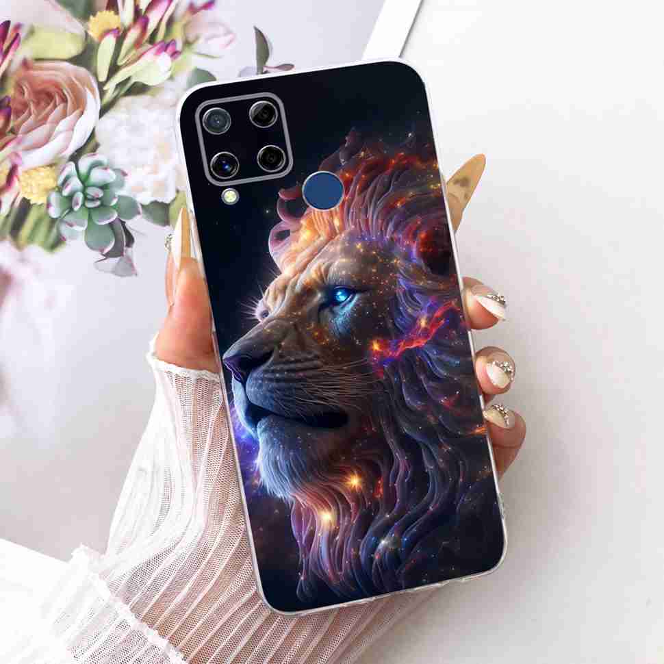 For Realme C20 Case Soft Funda Blue Butterfly Painted Cover For Oppo Realme C15 c20 C 20 15 Phone Bumper RealmeC15 Case Coque