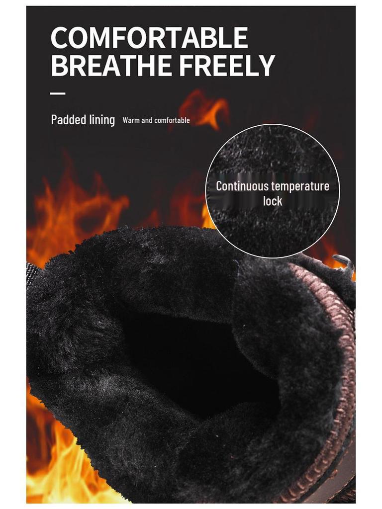 Men's 2025 Winter High-Top Plush Hiking Shoes: Non-Slip, Waterproof, Warm Cotton Footwear for Outdoors