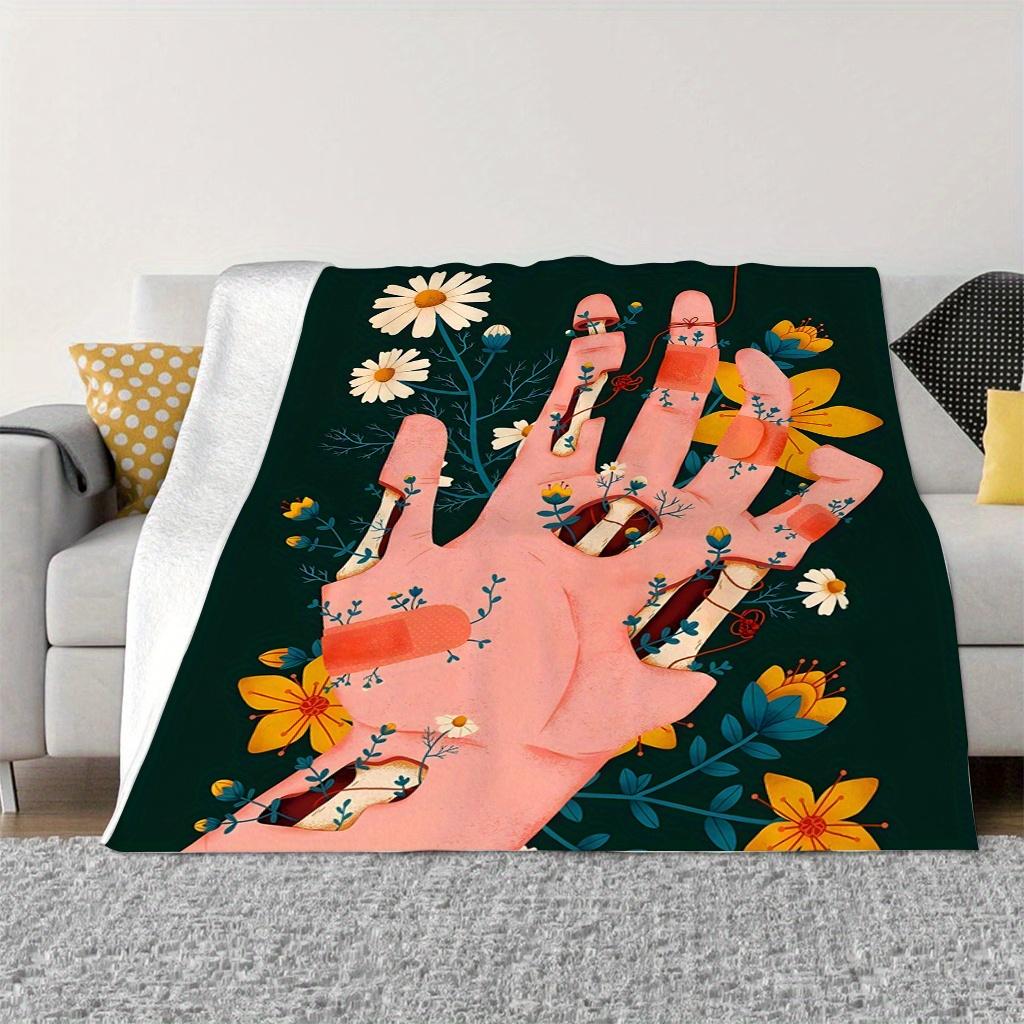 Hand-painted floral art patterns Flannel printed blanket suitable for all seasons suitable for living room office sofa travel