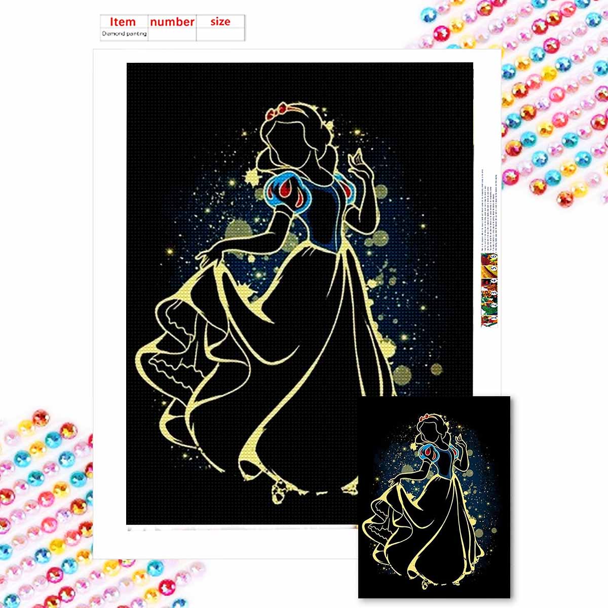 

5D Алмазная Живопись Сделай Сам Прекрасная Белоснежка Полная Выкладка Стразы Мозаика Вышивка Изделия Ручной Работы Домашний Декор Подарок Round 20x30cm