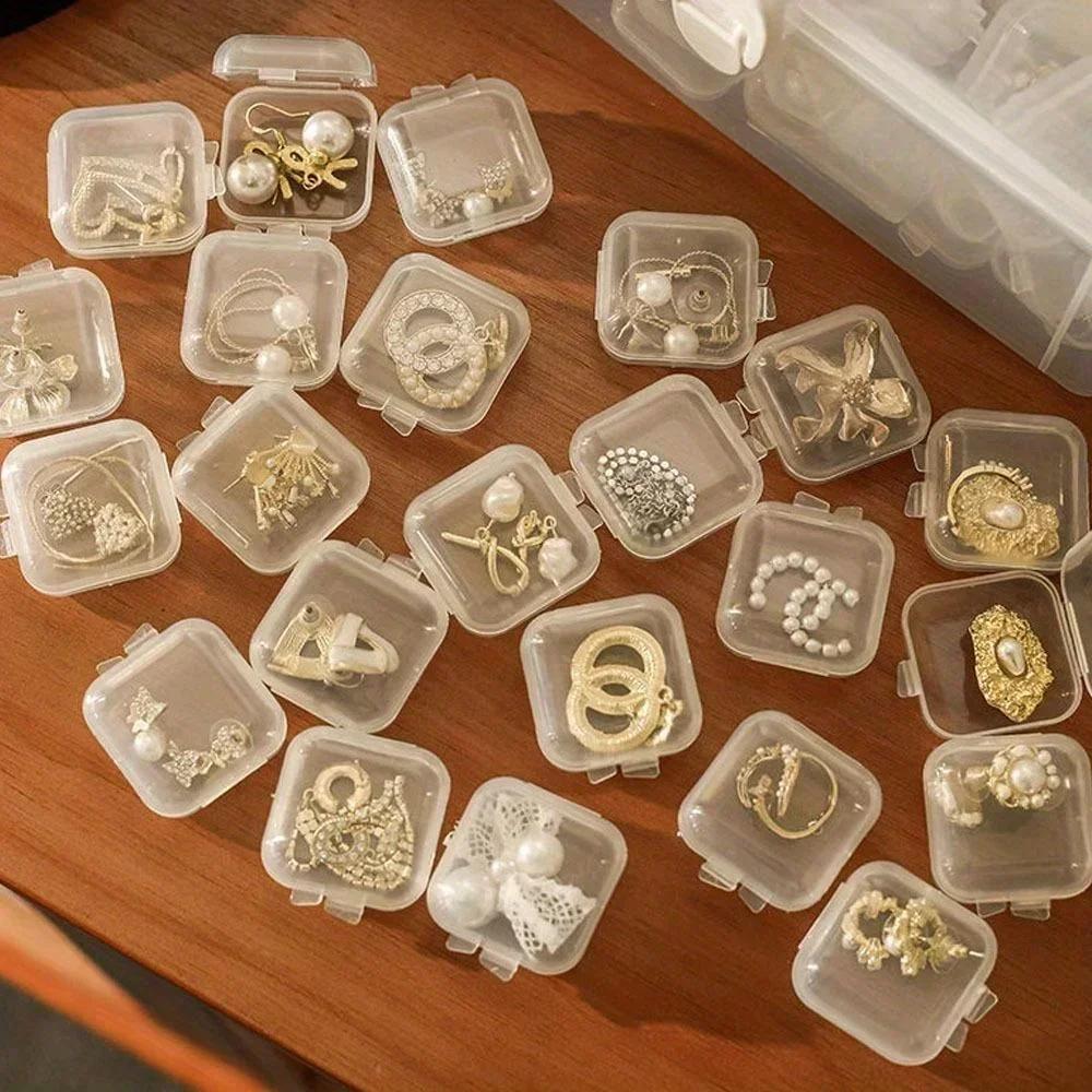 10 szt. Przezroczyste Małe Plastikowe Pojemniki do Przechowywania Anti Oxidation Przezroczysty Organizer na Biżuterię na Koraliki Kolczyki Naszyjniki Pierścionki