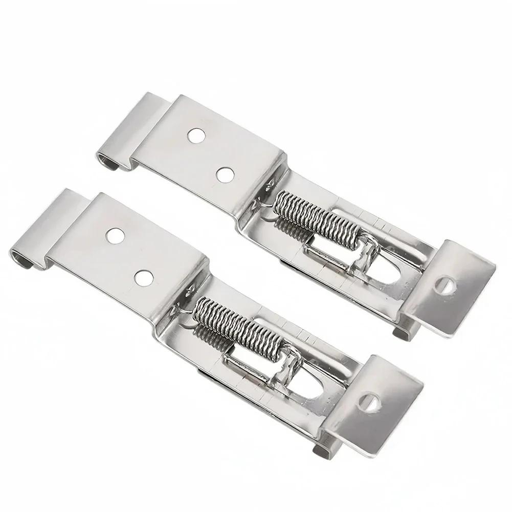Rectangular Stainless Steel Car License Plate Spring Loaded Bracket License Plate Bracket Clamps Trailer Number Plate Clips 2Pcs