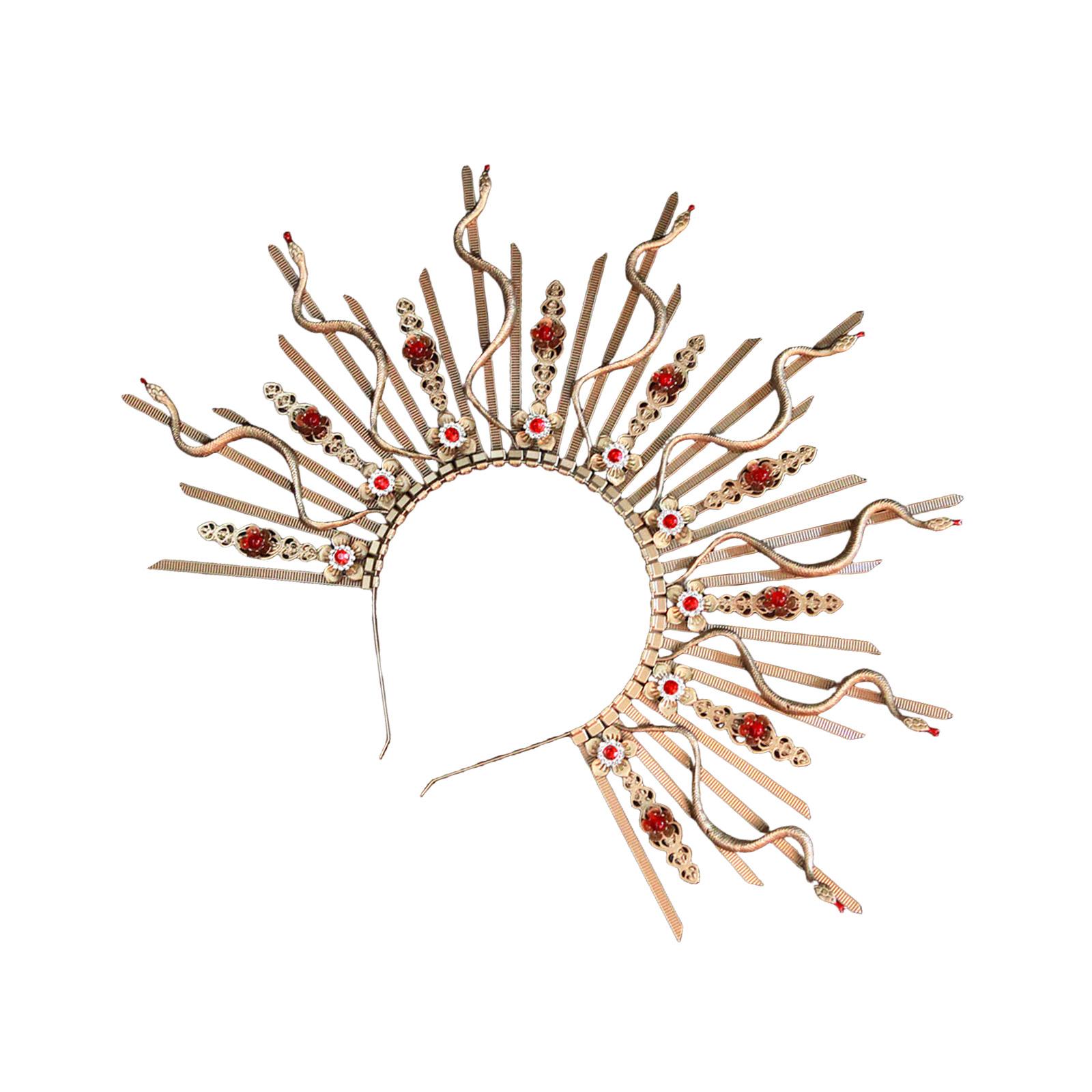 

Многофункциональная корона для волос в виде змеиной головы с разноцветной свадебной короной для улучшения вашего мифологического ансамбля 3