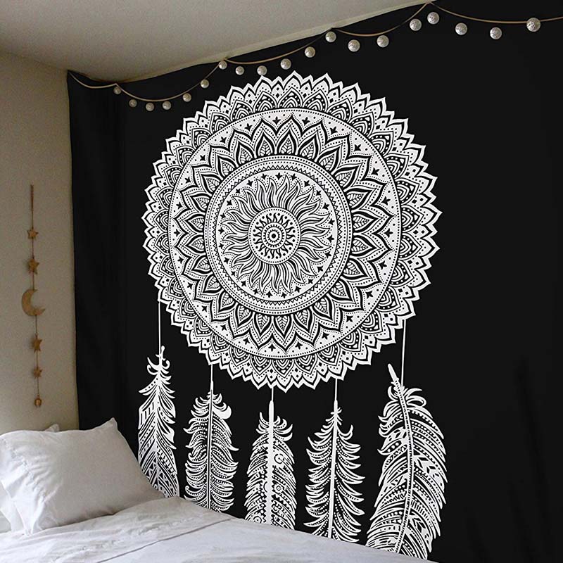 150x150cm Mandala Print Tapestry Wall Hanging Carpet Throw Yoga Beach Mat Blanket Large Sleeping Pad Wall Art Tapestry Decor