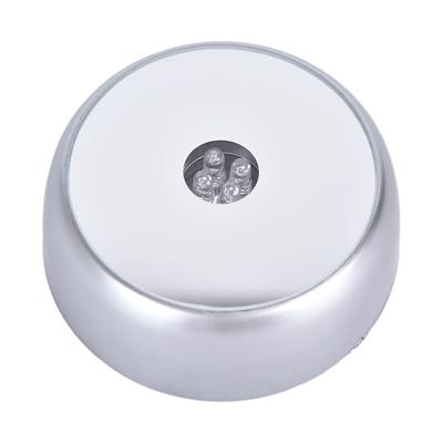 New 1pc 4 LEDs Luminous Base Light Crystal Glass Display Colorful Round Stand Base