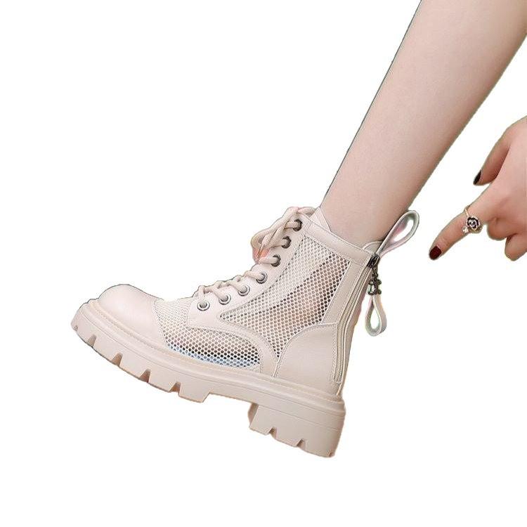 Summer thin Martin boots women's mesh super breathable hollow advanced sense new thick-soled short boots