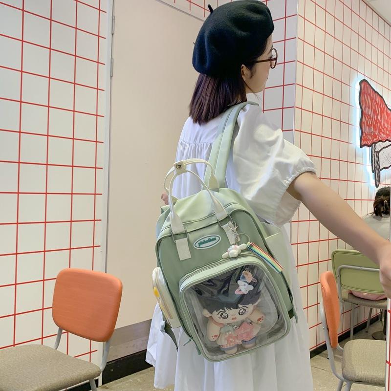 Schoolbag 1011 New Double-Shoulder Pain Bag Large Capacity Millet Transparent Spring/Summer Jelly Bag Student Class Backpack Pain Bag for Women