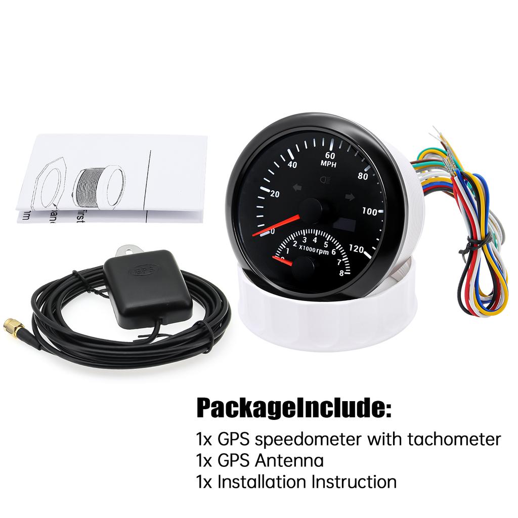 HD 200KM/H 120KM/H Universal 2 in 1 85mm Digital Car GPS Speedometer With Tachometer 0-8000RPM Tacho Sensor for Marine Boat Car Speedometers 1