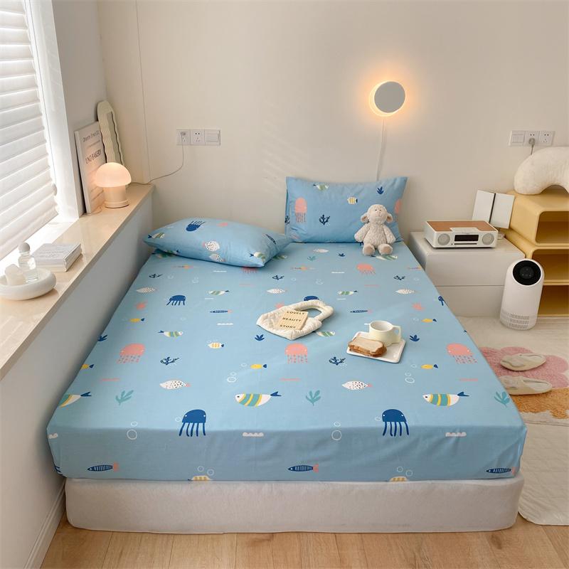 100% Cotton Fitted Sheet Cartoon Style Bed Cover Skin-friendly Bedsheets Single Size Bed Linen Sabanas Para Cama (No Pillowcase)