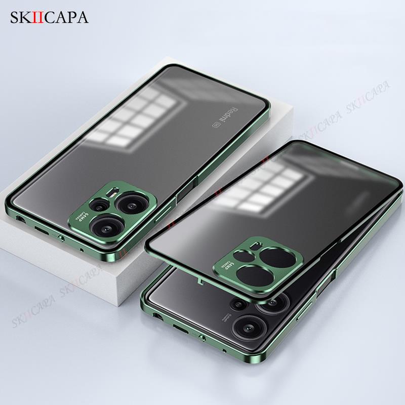 Tempered Glass Phone Case For Redmi Note 12 Turbo Aluminium Alloy Bumper Cover For Redmi Note 12 Pro Plus Slim Shockproof Cover