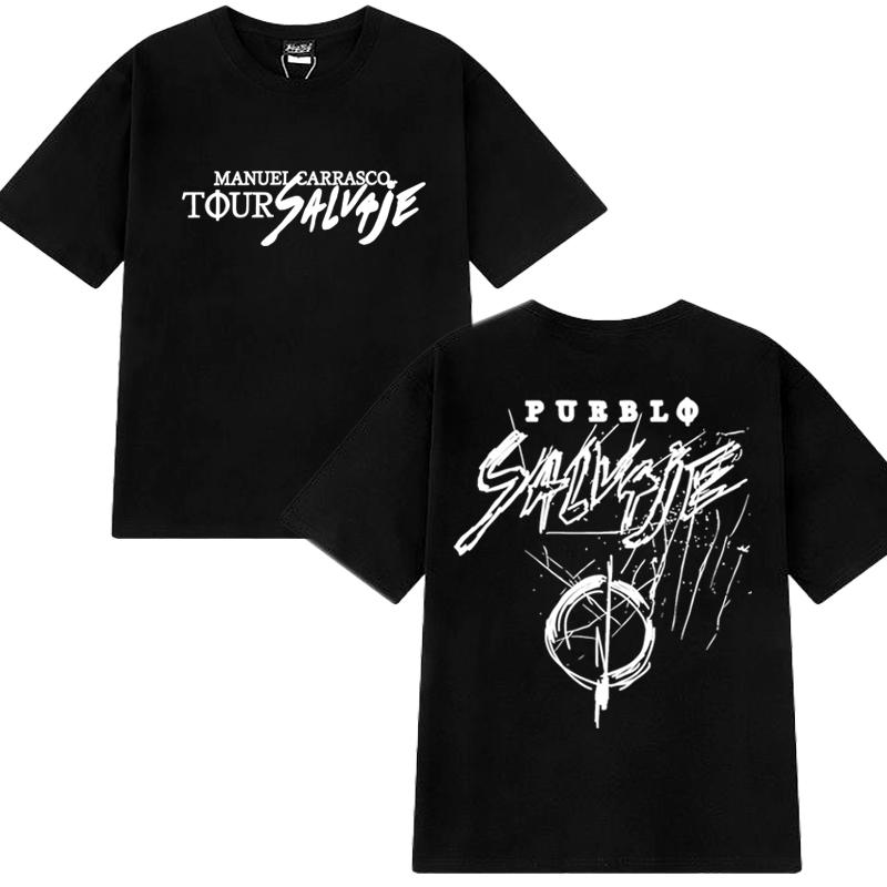 Heißer Rapper Manuel Carrasco Salvaje Welttournee 2025 Neues T-Shirt Herren Damen Vintage Streetwear Unisex Baumwolle Kurzarm T-Shirts