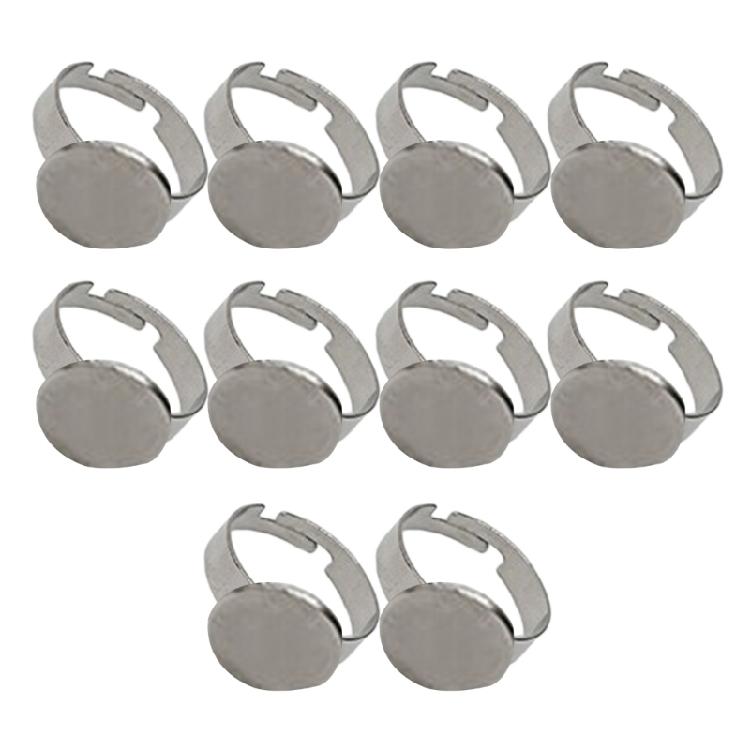 10 peças Bases de Anéis de Aço Inoxidável Anéis Ajustáveis de Aço Inoxidável Resistentes Montagens Para Criar Joias Únicas
