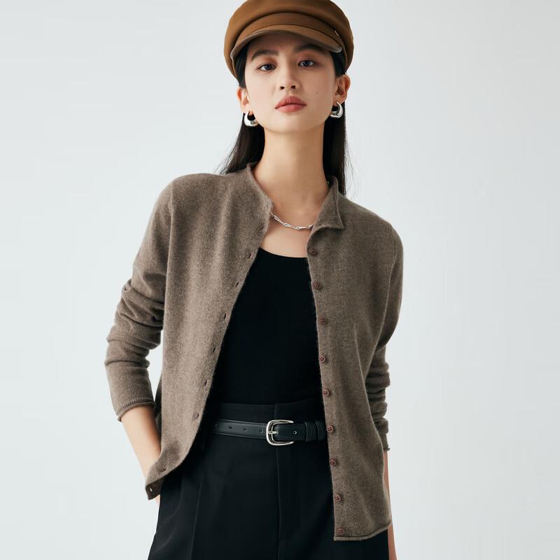 

PALUOPO Women s 100% Cashmere Round Neck Cardigan L (165/105)