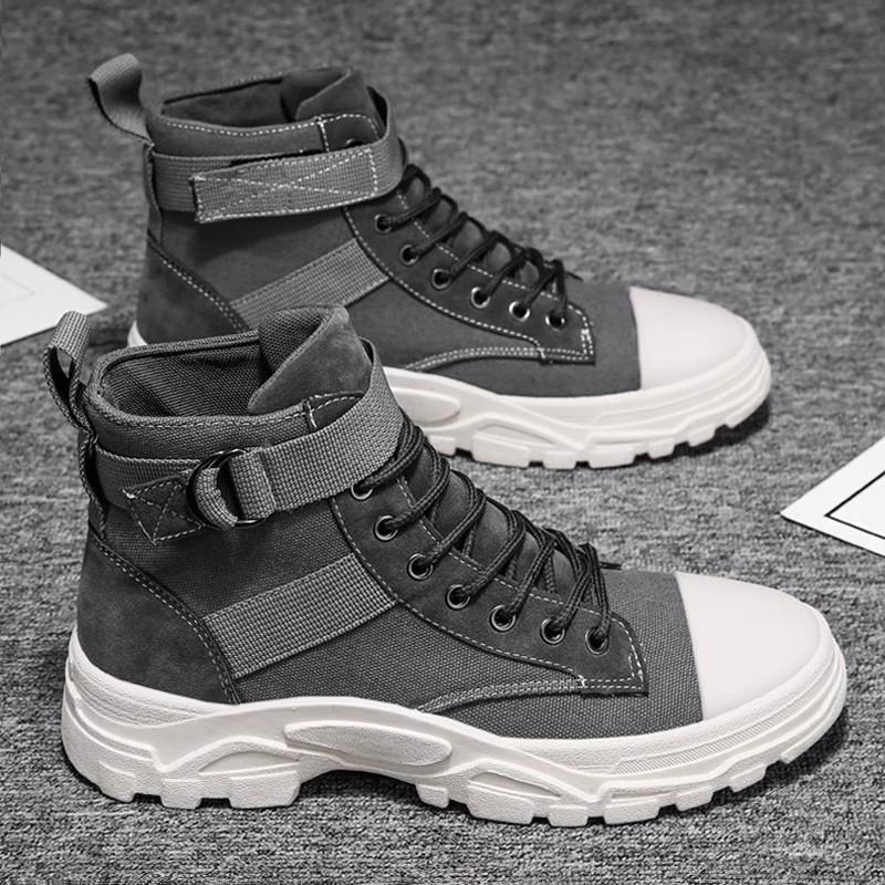 

Men s 2025 Spring High-Top Canvas Skate Shoes: Trendy, Thick-Soled, Versatile Casual Sneakers 40 серый