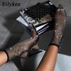 Mode Eilyken Design Kristall Strass Mesh Stretchstoff Sockenstiefel Mode PVC Transparent Spitzschuhe Sexy Hohe Absätze