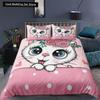 3PCS Single-sided Printed Bedding Set ,Comforter Cartoon Cute Cat Duvet Bedding Cover Pillows Comfortable Bedspreads BeddingSet
