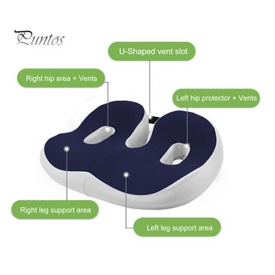 Ergonomic Cushion Hemorrhoid Seat Pad Tailbone Pressure Relief Memory Foam Support Soft Fleece Fabric Back Pain Relief Slow Rebound Comfortable