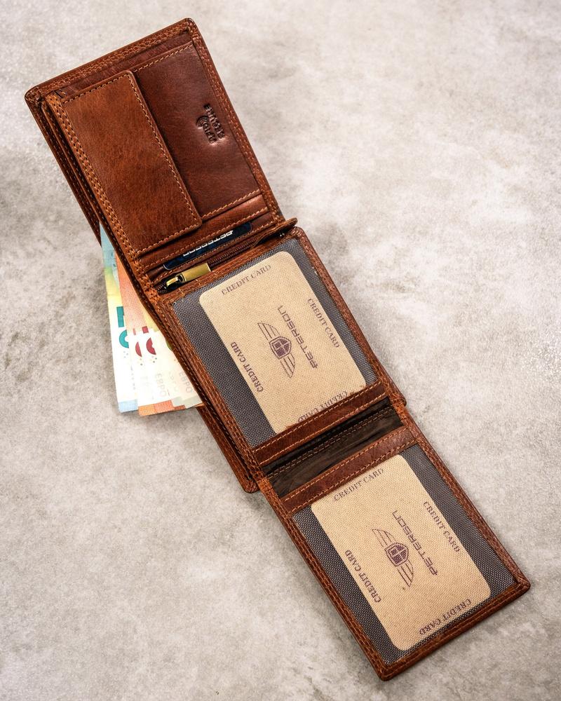 Large men's leather wallet with zodiac embossing - Peterson