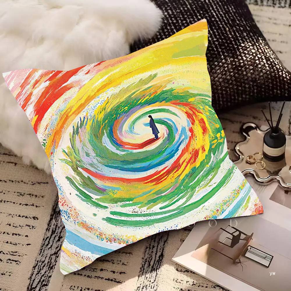 Rainbow Pillow Case Fashion Square Pillowcase Bedroom Sofa Room Ins Decoration Leisure