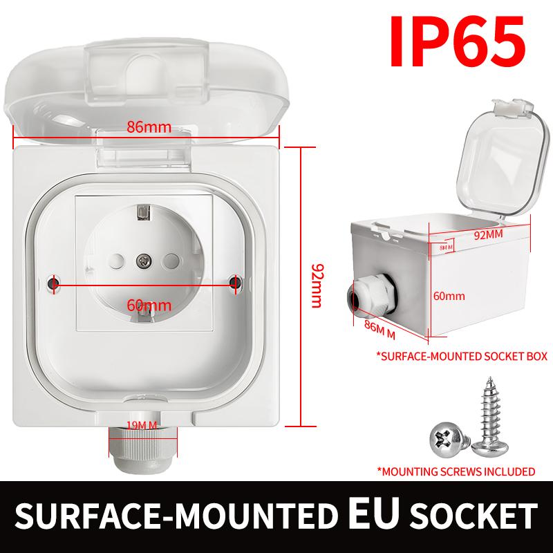 IP65 Waterproof Outdoor Electrical Box- Universal Mounting (Surface/Flush) Junction Box for Bathroom, Kitchen, Weatherproof DIY
