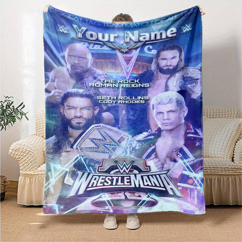 Wrestlemania Customize Your Name Blanket Gift Personalized Blanket Warmthful Decor Suitable for Home Decor Livingroom Bed Sofa All-Season Use