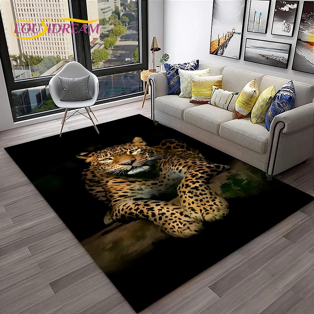 Leopard Cheetah Animals Cartoon Carpet Rug for Home Living Room Bedroom Sofa Doormat Decor,Kid Play Area Rug Non-slip Floor Mat